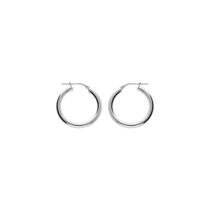 CREOLE ARGENT RHODIÉ TUBE 3MM DIAM 25MM