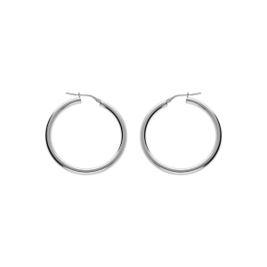 CREOLE ARGENT RHODIÉ TUBE 3MM DIAM 35MM