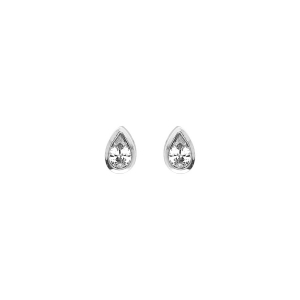 BOUCLES D'OREILLES TIGE ARGENT RHODIÉ GOUTTE OXYDE BLANC SERTI CLOS
