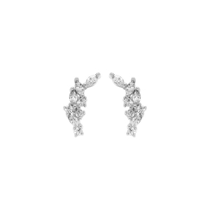 BOUCLES D'OREILLES TIGE ARGENT RHODIÉ MULTI FOTMES OXYDES BLANCS