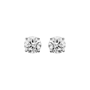 BOUCLES D'OREILLES ARGENT RHODIÉ OXYDE BLANC ROND 6MM 4 GRIFFES