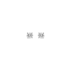 BOUCLES D'OREILLES ARGENT RHODIÉ OXYDE BLANC ROND 6MM 4 GRIFFES