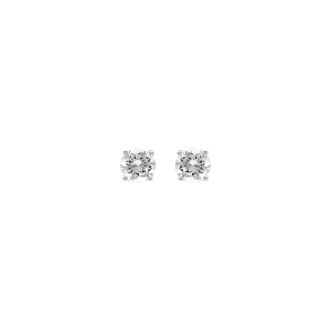 BOUCLES D'OREILLES ARGENT RHODIÉ OXYDE BLANC ROND 7MM 4 GRIFFES