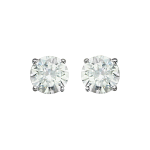BOUCLES D'OREILLES ARGENT RHODIÉ OXYDE BLANC ROND 8MM 4 GRIFFES