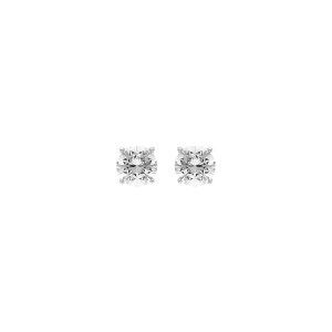 BOUCLES D'OREILLES ARGENT RHODIÉ OXYDE BLANC ROND 8MM 4 GRIFFES