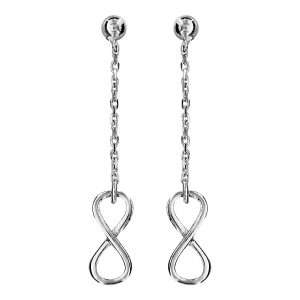 BOUCLES D'OREILLES TIGE ARGENT RHODIÉ MOTIF INFINI