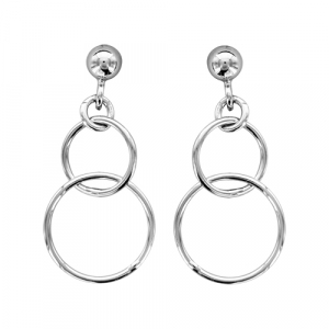 BOUCLES D'OREILLES TIGE ARGENT RHODIÉ MOTIF DOUBLE ALLIANCES
