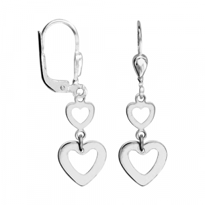 BOUCLES D'OREILLES ARGENT RHODIÉ SYSTEME DORMEUSE COEUR AJOURE