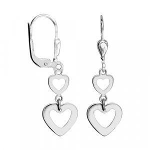 BOUCLES D'OREILLES ARGENT RHODIÉ SYSTEME DORMEUSE COEUR AJOURE