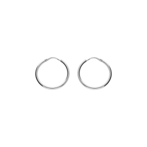 CRÉOLES ARGENT RHODIÉ FIL ROND 2MM  DIAM 25MM