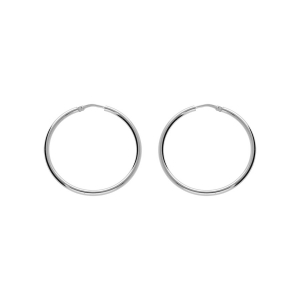CRÉOLES ARGENT RHODIÉ FIL ROND 2MM DIAM 35MM