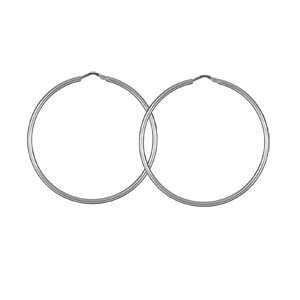 CRÉOLES ARGENT RHODIÉ FIL ROND 2MM DIAM 45MM