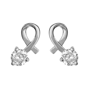 BOUCLES D'OREILLES TIGE ARGENT RHODIÉ OXYDES BLANC SERTI