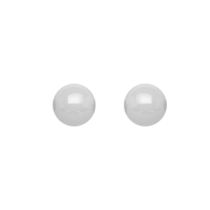 BOUCLES D'OREILLES TIGE ARGENT RHODIÉ AVEC BOULE 6MM CERAMIQUE BLANCHE