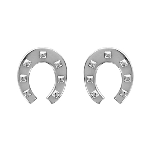 BOUCLES D'OREILLES TIGE ARGENT RHODIÉ FER A CHEVAL