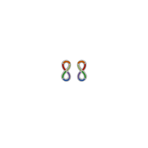 BOUCLES D'OREILLES TIGE ARGENT RHODIE MOTIF INFINI AVEC RESINE