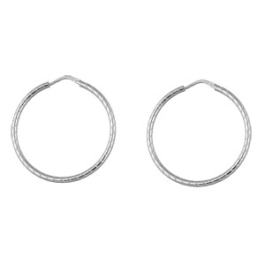 CRÉOLES ARGENT RHODIÉ DIAM 35MM FIL ROND STRIEES