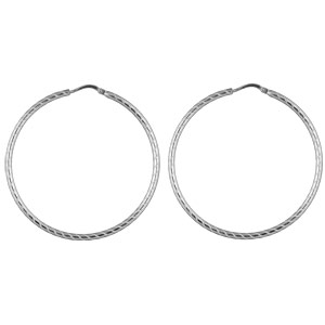 CRÉOLES ARGENT RHODIÉ DIAM 50MM FIL ROND STRIEES
