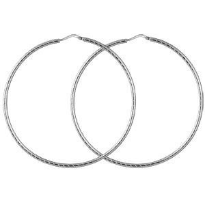 CRÉOLES ARGENT RHODIÉ DIAM 60MM FIL ROND STRIEES