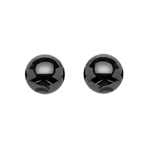 BOUCLES D'OREILLES TIGE ARGENT RHODIÉ AVEC BOULE 8MM CERAMIQUE NOIRE