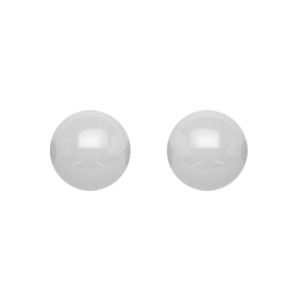 BOUCLES D'OREILLES TIGE ARGENT RHODIÉ AVEC BOULE 8MM CERAMIQUE BLANCHE