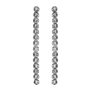 BOUCLES D'OREILLES TIGE ARGENT RHODIÉ PENDANTES OXYDES BLANCS SERTIS LONGUES