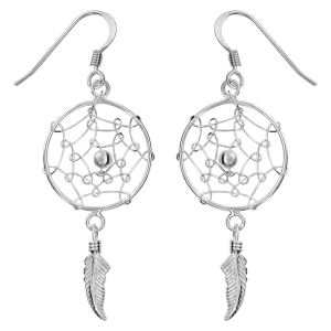 BOUCLES D'OREILLES ARGENT RHODIÉ CROCHET ATTRAPE REVES