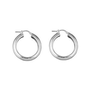 CRÉOLES ARGENT FIL LARGE DEMI JONC 3X6MM  DIAM 25MM