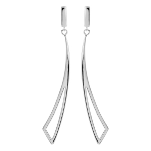 BOUCLES D'OREILLES TIGE ARGENT RHODIÉ FORME GEOMETRIQUE EVIDEE