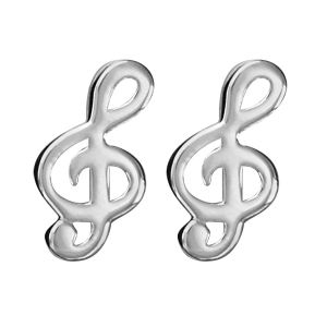 BOUCLES D'OREILLES TIGE ARGENT RHODIÉ CLEF DE SOL