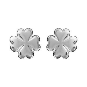 BOUCLES D'OREILLES TIGE ARGENT RHODIÉ TREFLE 4 FEUILLES