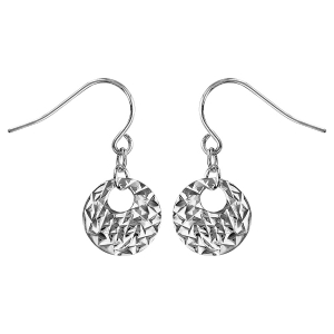 BOUCLES D'OREILLES ARGENT SYTEME CROCHET RONDELLE MARTELEE