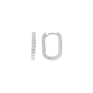 CRÉOLES ARGENT RHODIÉ RECTANGULAIRE ARTICULEE OXYDES BLANCS SERTIS