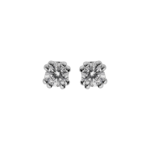 BOUCLES D'OREILLES TIGE ARGENT RHODIÉ OXYDE 4MM BLANC SERTI 8 GRIFFES