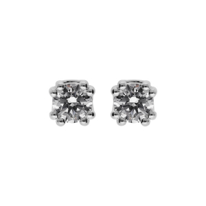 BOUCLES D'OREILLES TIGE ARGENT RHODIÉ OXYDE 5MM BLANC SERTI 8 GRIFFES