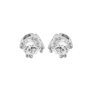 BOUCLES D'OREILLES TIGE ARGENT RHODIÉ OXYDE 6MM BLANC SERTI 8 GRIFFES