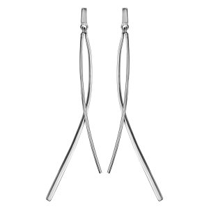 BOUCLES D'OREILLES TIGE ARGENT RHODIÉ 2 BAGUETTES LISSES