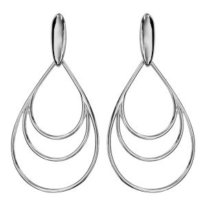 BOUCLES D'OREILLES TIGE ARGENT RHODIÉ STYLE CRÉOLES 3 GOUTTES