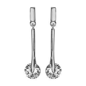 BOUCLES D'OREILLES TIGE ARGENT RHODIÉ PENDANTE OXYDE BLANC