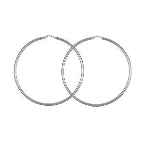 CRÉOLES ARGENT RHODIÉ FIL ROND 2MM DIAM 55MM