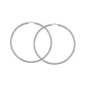 CRÉOLES ARGENT FIL ROND 2MM DIAM 60MM
