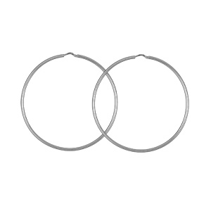 CRÉOLES ARGENT RHODIÉ FIL ROND 2MM DIAM 60MM