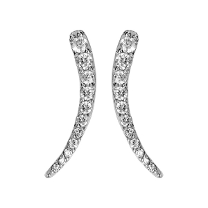 BOUCLES D'OREILLES TIGE ARGENT RHODIÉ FORME POINTE OXYDES BLANCS SERTIS