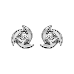 BOUCLES D'OREILLES TIGE ARGENT RHODIÉ OXYDE BLANC SERTI