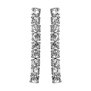 BOUCLES D'OREILLES TIGE ARGENT RHODIÉ BAGUETTE OXYDES BLANCS