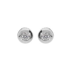 BOUCLES D'OREILLES TIGE ARGENT RHODIÉ RONDE OXYDE BLANC SERTI