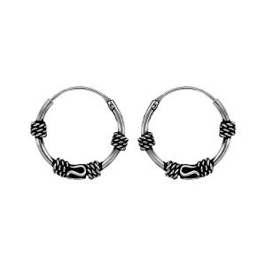 CRÉOLES ARGENT BALINAISES PATINE 12MM MOTIFS