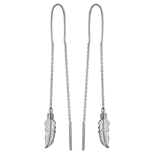 BOUCLES D'OREILLES ARGENT RHODIÉ CROCHET PLUME