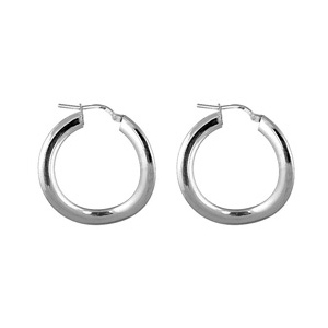 CRÉOLES ARGENT RHODIÉ ONDULEES PETIT MODELE 25MM FIL PLAT