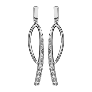 BOUCLES D'OREILLES TIGE ARGENT RHODIÉ OXYDES BLANCS SERTIS